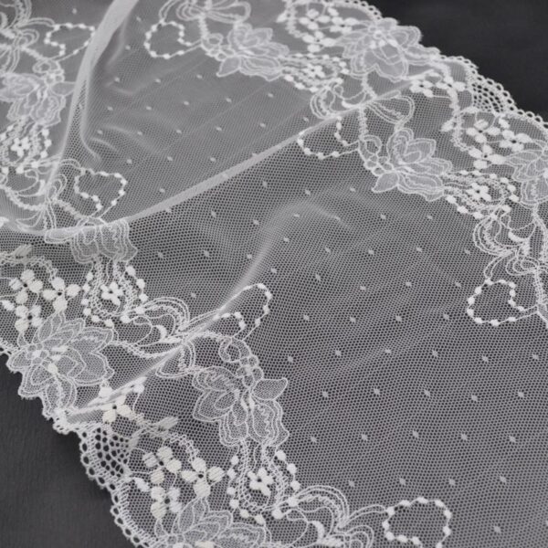 original white lightweight with dot pattern stretch lingerie lace