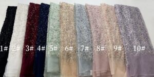 heavy beaded floret bridal lace fabrics