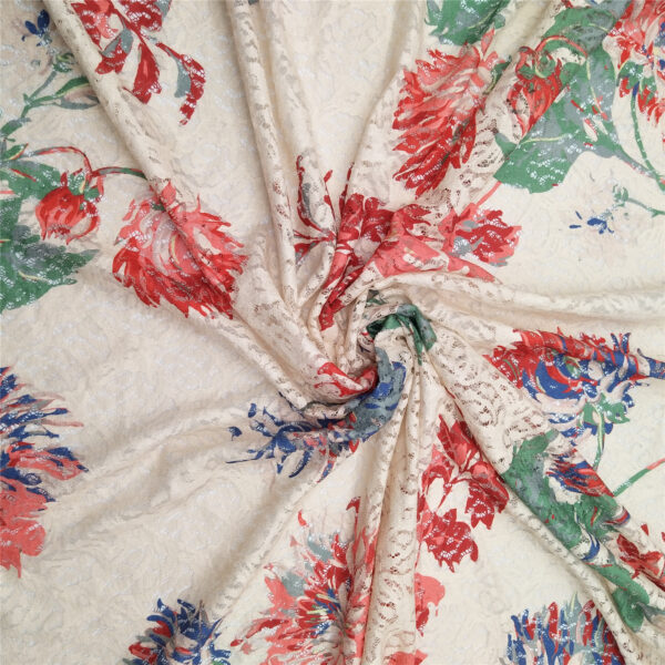 high quality fancy style polyester lace fabric knitted for party weddings clothing (复制)