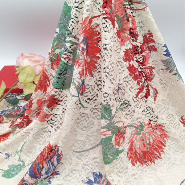 high quality fancy style polyester lace fabric knitted for party weddings clothing (复制)