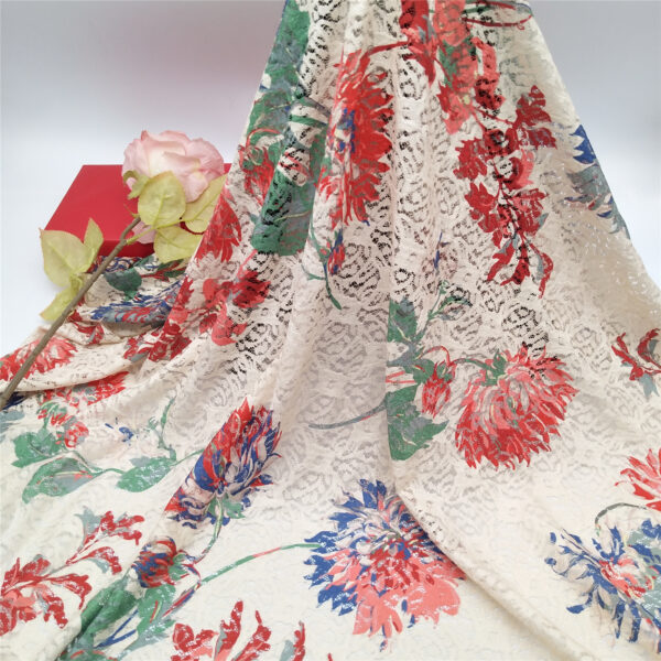 high quality fancy style polyester lace fabric knitted for party weddings clothing (复制)