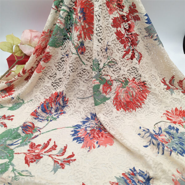 high quality fancy style polyester lace fabric knitted for party weddings clothing (复制)