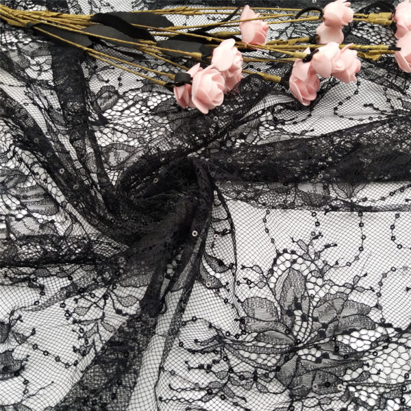 factory direct sales low price white nylon lace fabric with flower
