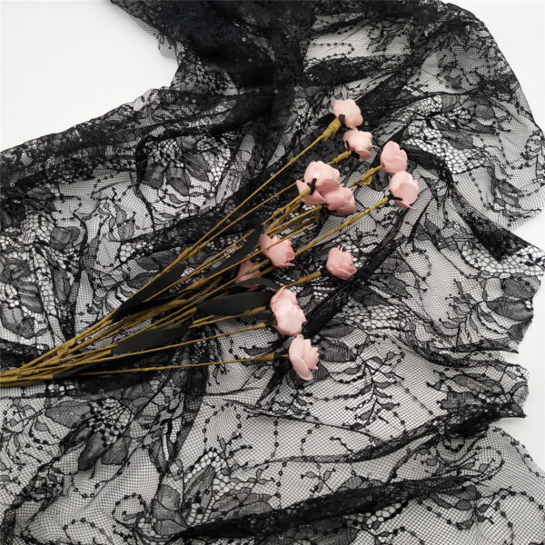 factory direct sales low price white nylon lace fabric with flower