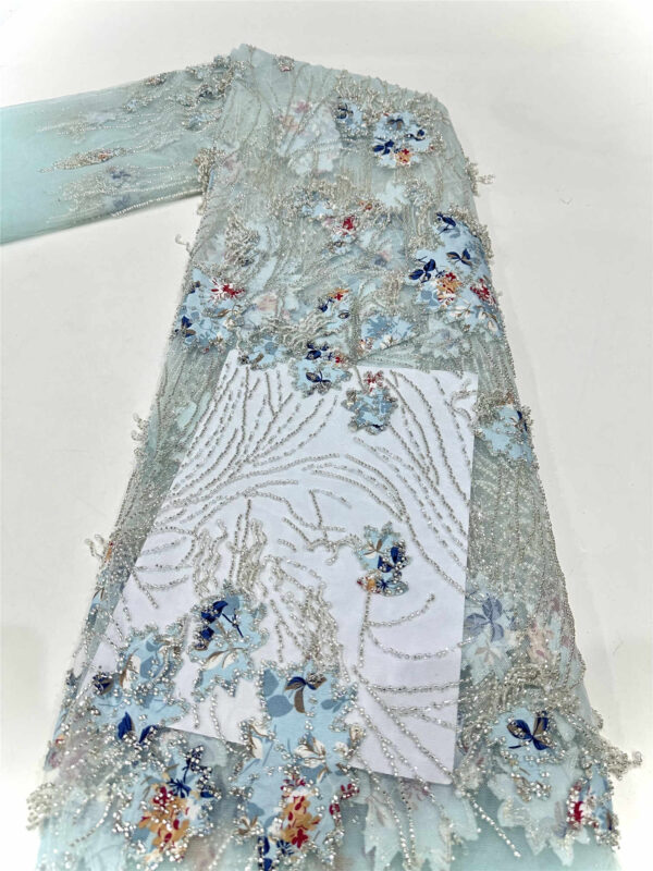 elegant bridal wedding dress beaded lace fabric embroidery sequin lace fabric