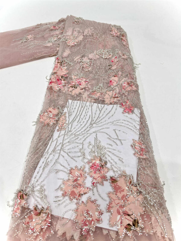 elegant bridal wedding dress beaded lace fabric embroidery sequin lace fabric