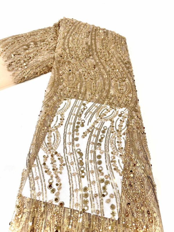 bridal wedding dress beaded lace fabric embroidery sequin lace fabric (copy)