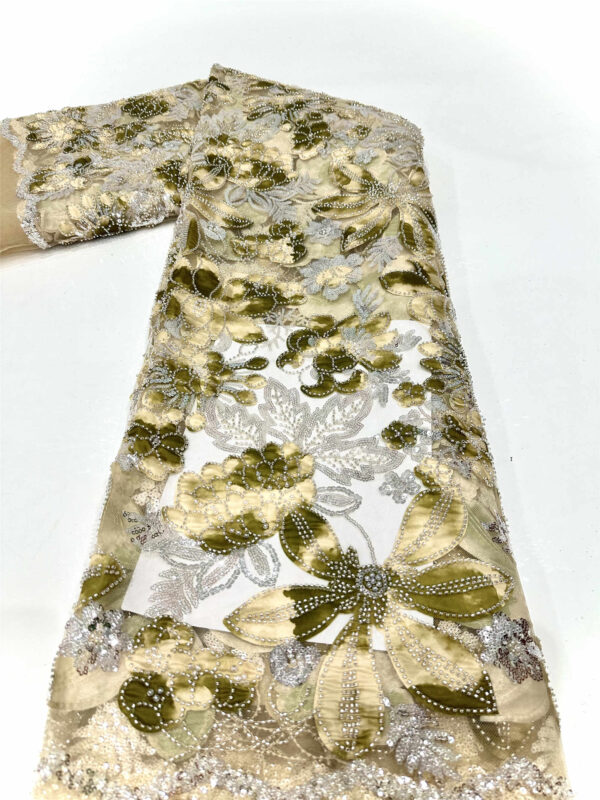 bridal wedding dress beaded lace fabric embroidery sequin lace fabric