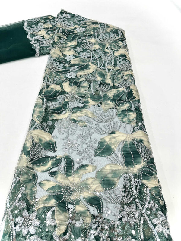 colorful bridal wedding dress beaded lace fabric embroidery sequin lace fabric