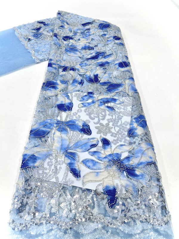 colorful bridal wedding dress beaded lace fabric embroidery sequin lace fabric