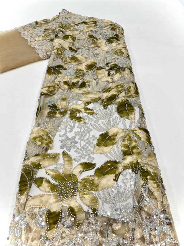 colorful bridal wedding dress beaded lace fabric embroidery sequin lace fabric