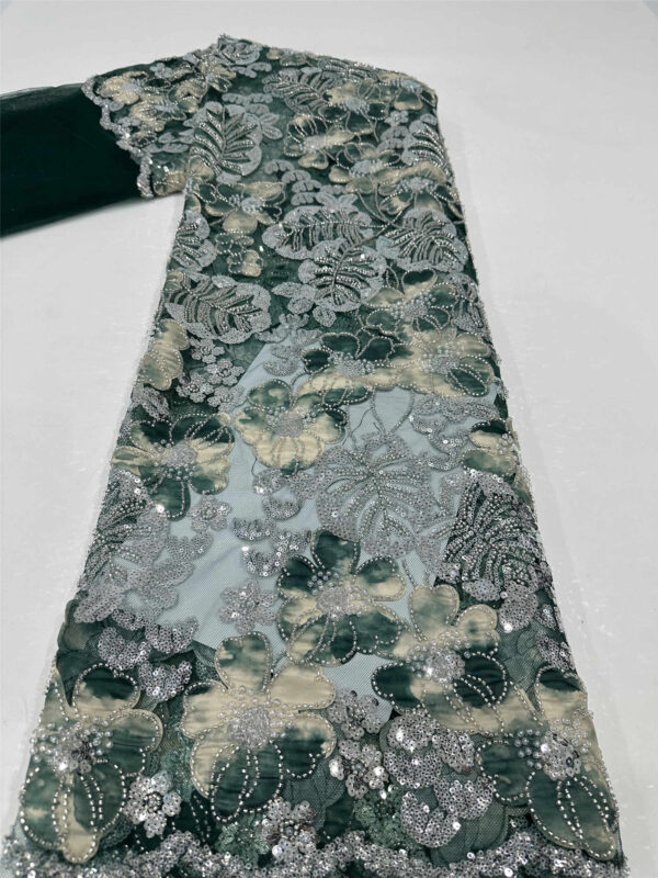 high technology bridal wedding dress beaded lace fabric embroidery sequin lace fabric