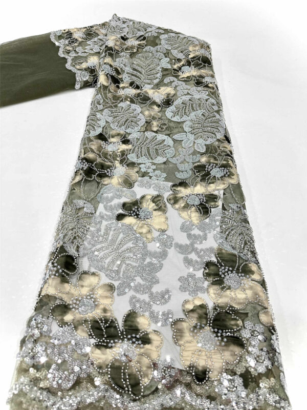 high technology bridal wedding dress beaded lace fabric embroidery sequin lace fabric