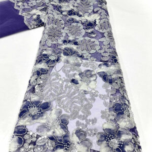 colorful bridal wedding dress beaded lace fabric embroidery sequin lace fabric (copy)