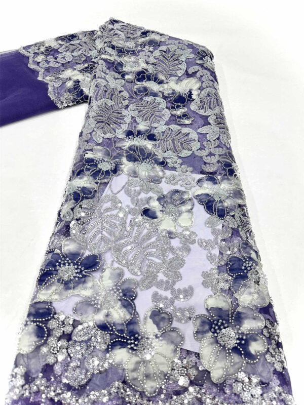 colorful bridal wedding dress beaded lace fabric embroidery sequin lace fabric (copy)