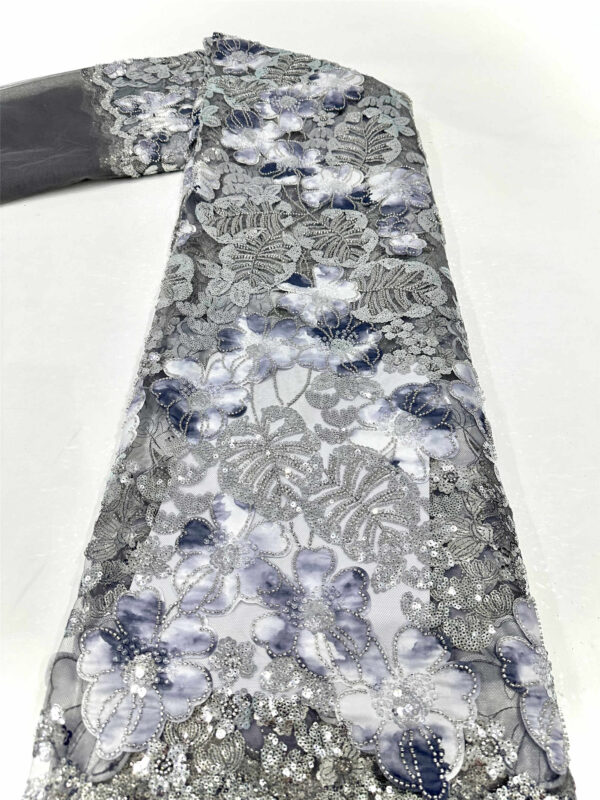 colorful bridal wedding dress beaded lace fabric embroidery sequin lace fabric (copy)