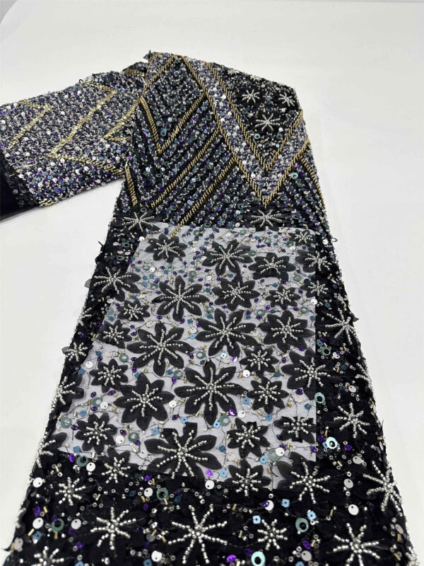 colorful bridal wedding dress beaded lace fabric embroidery sequin lace fabric (copy)