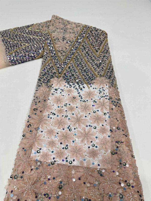 colorful bridal wedding dress beaded lace fabric embroidery sequin lace fabric (copy)