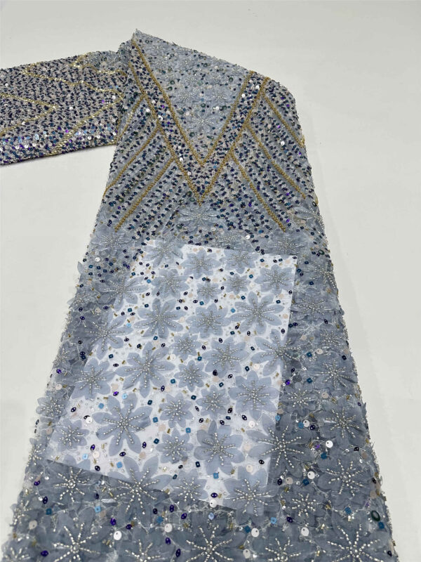 colorful bridal wedding dress beaded lace fabric embroidery sequin lace fabric (copy)
