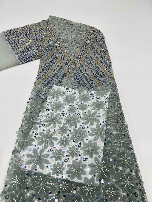 colorful bridal wedding dress beaded lace fabric embroidery sequin lace fabric (copy)