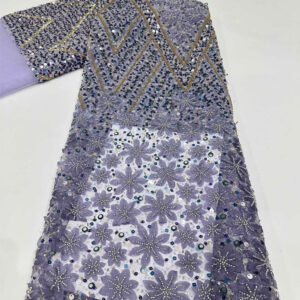 colorful bridal wedding dress beaded lace fabric embroidery sequin lace fabric (copy)