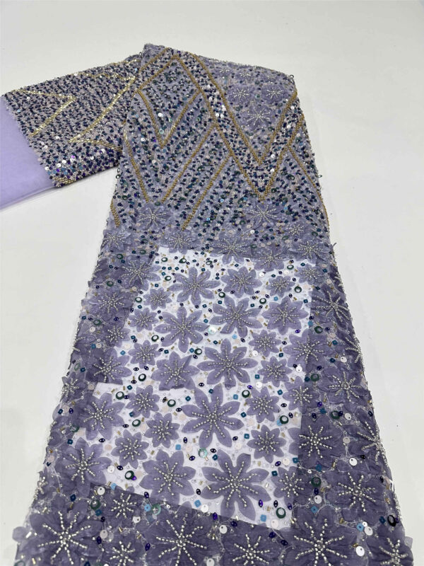 colorful bridal wedding dress beaded lace fabric embroidery sequin lace fabric (copy)