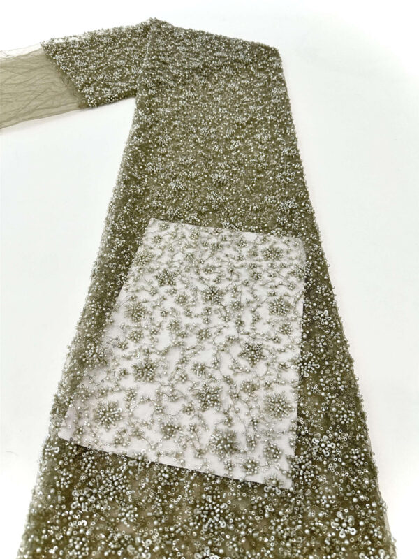 bridal lace fabric made up of bead tubes and bead pieces