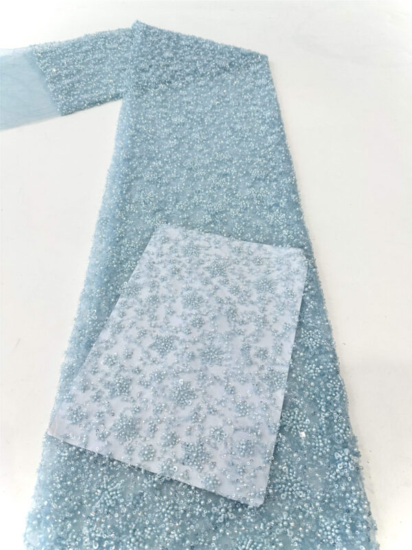 bridal lace fabric made up of bead tubes and bead pieces