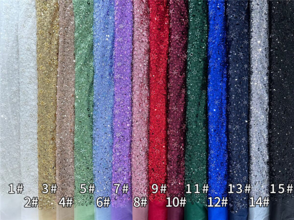 multi color small sequins flower bridal wedding dress beaded lace fabric embroidery sequin lace fabric
