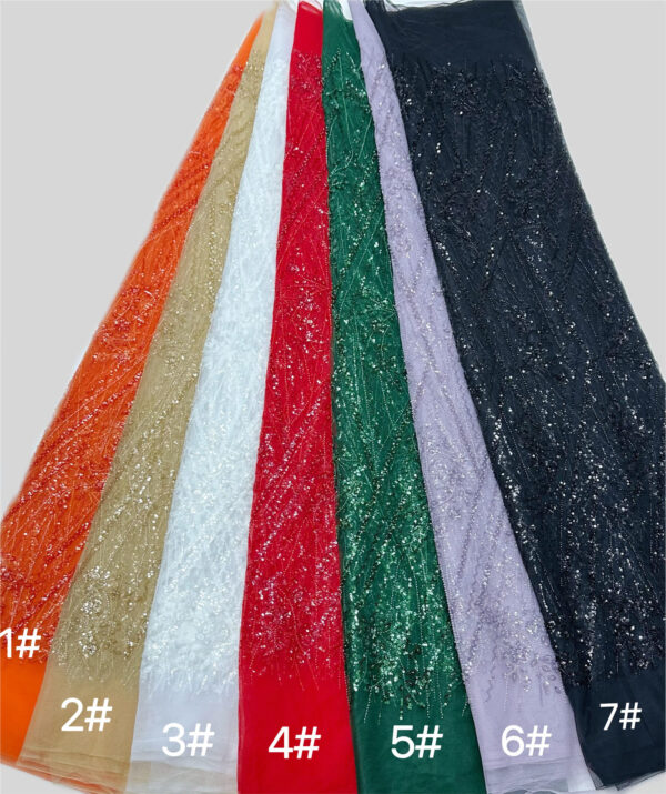 multi color small sequins flower bridal wedding dress beaded lace fabric embroidery sequin lace fabric