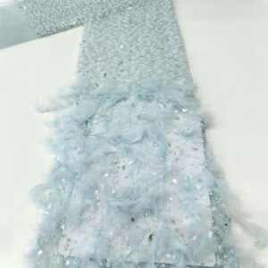 3d beaded & feather flower bridal wedding dress beaded lace fabric embroidery sequin lace fabric