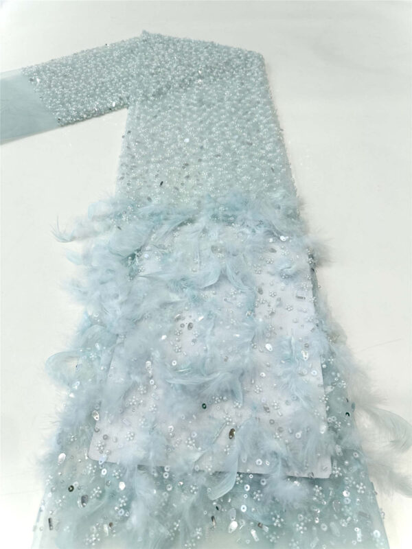 3d beaded & feather flower bridal wedding dress beaded lace fabric embroidery sequin lace fabric
