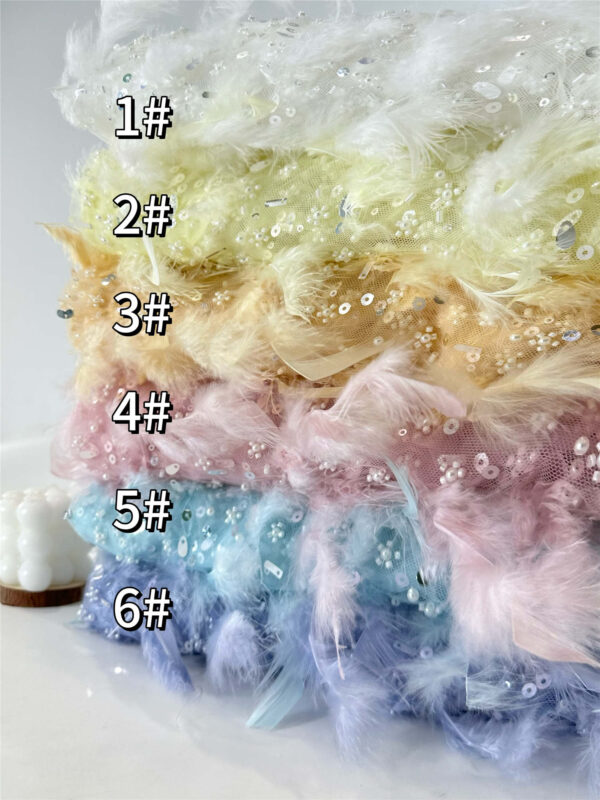 3d beaded & feather flower bridal wedding dress beaded lace fabric embroidery sequin lace fabric