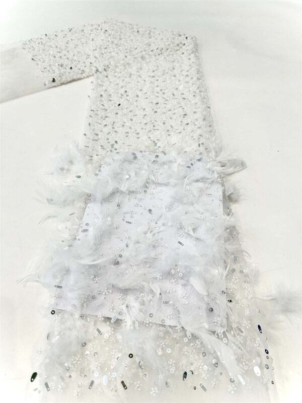 3d beaded & feather flower bridal wedding dress beaded lace fabric embroidery sequin lace fabric