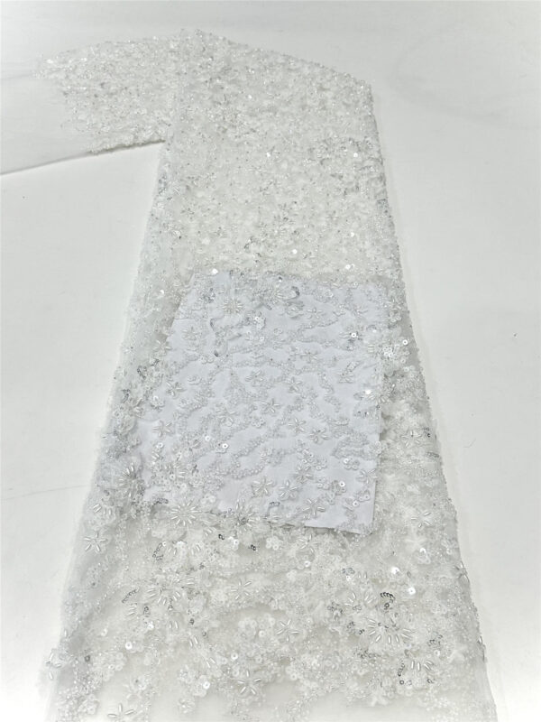 3d flower bridal wedding dress beaded lace fabric embroidery sequin lace fabric