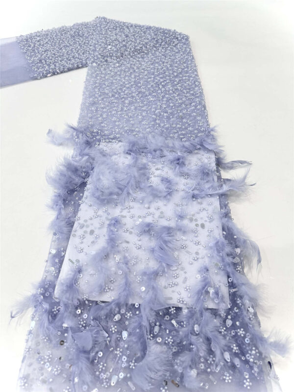 3d beaded & feather flower bridal wedding dress beaded lace fabric embroidery sequin lace fabric