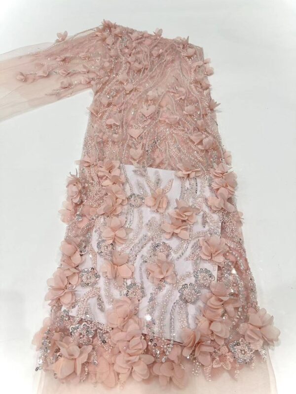 elegant bridal wedding dress beaded lace fabric embroidery sequin lace fabric (copy)