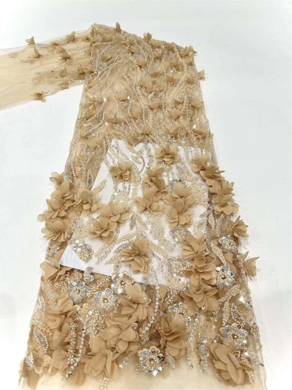 elegant bridal wedding dress beaded lace fabric embroidery sequin lace fabric (copy)