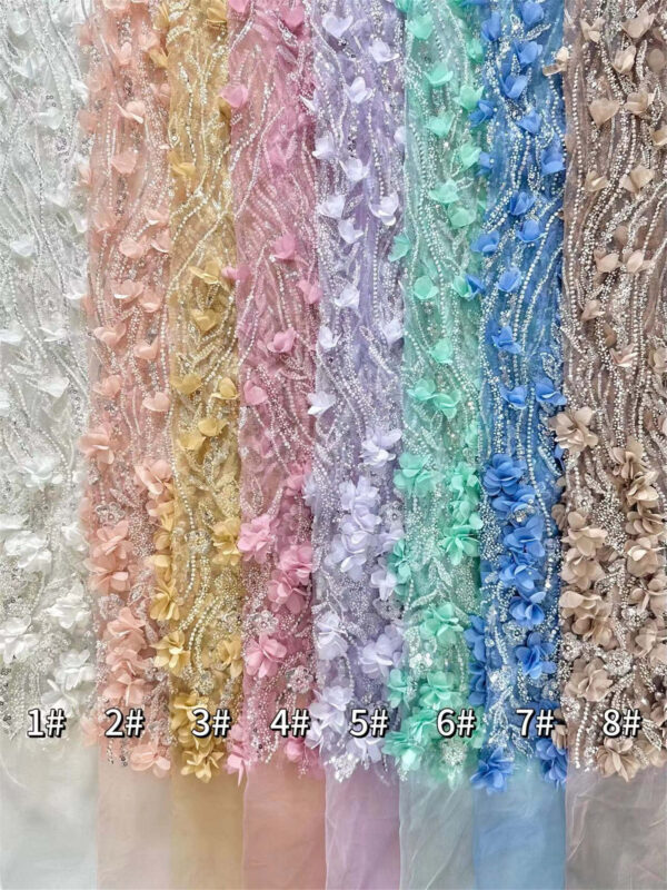 elegant bridal wedding dress beaded lace fabric embroidery sequin lace fabric (copy)