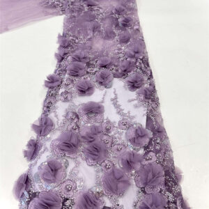 3d flower & pearl bridal wedding dress beaded lace fabric embroidery sequin lace fabric