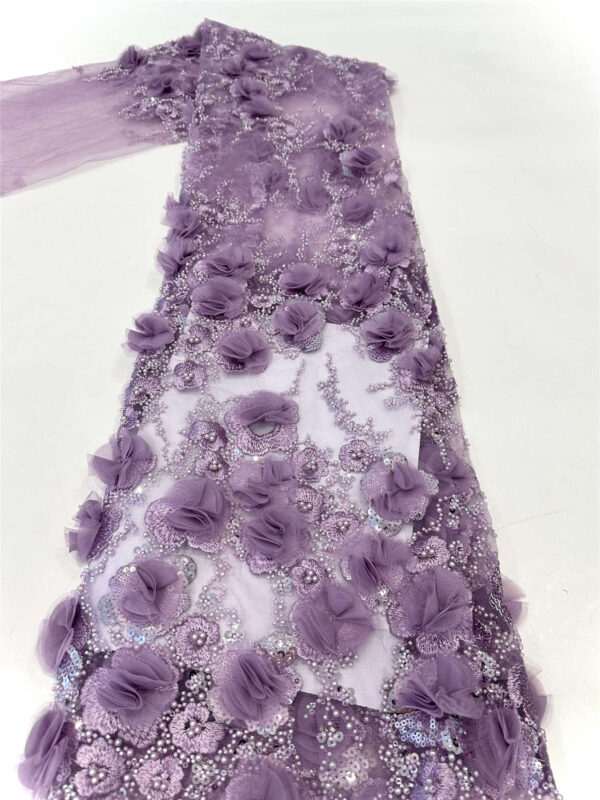 3d flower & pearl bridal wedding dress beaded lace fabric embroidery sequin lace fabric