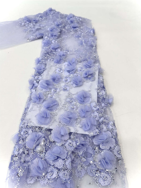 3d flower & pearl bridal wedding dress beaded lace fabric embroidery sequin lace fabric