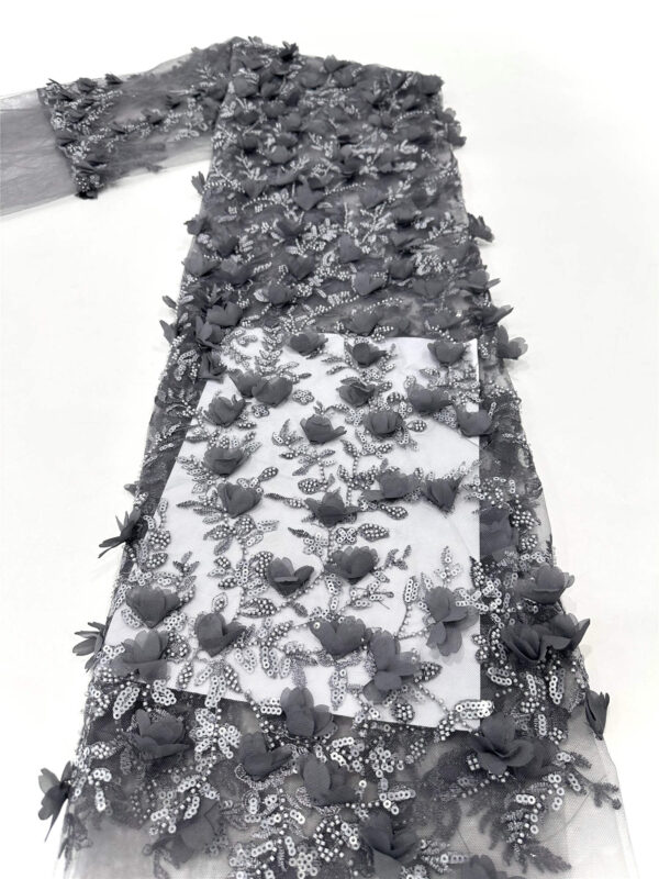 3d flower sequin peal bridal wedding dress beaded lace fabric embroidery lace fabric