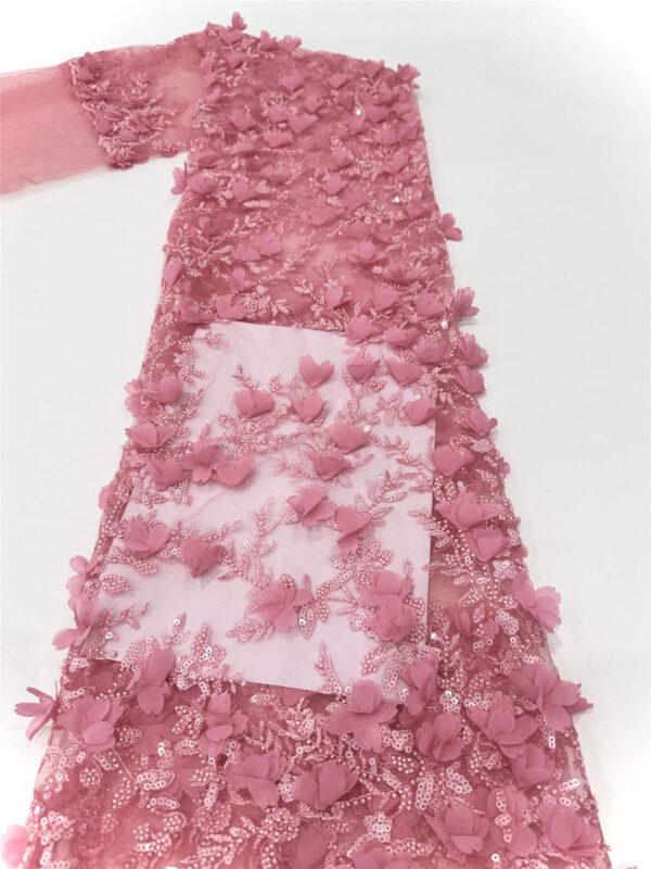 3d flower sequin peal bridal wedding dress beaded lace fabric embroidery lace fabric