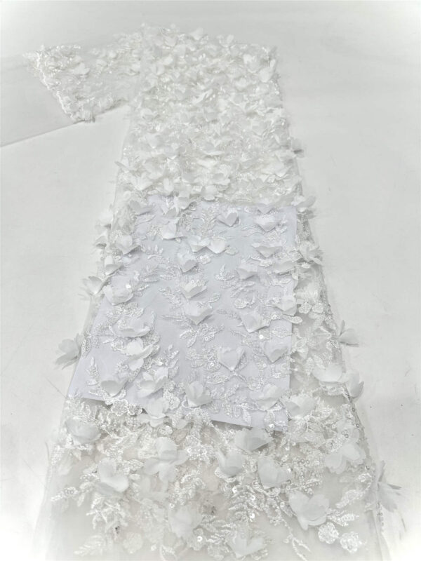 3d flower sequin peal bridal wedding dress beaded lace fabric embroidery lace fabric