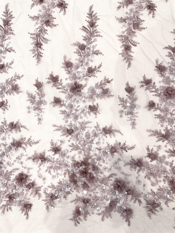 3d flower & pearl bridal wedding dress beaded lace fabric embroidery sequin lace fabric (copy)