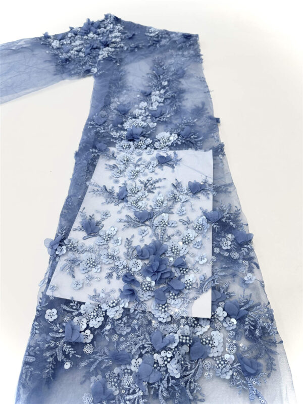 3d flower sequin peal bridal wedding dress beaded lace fabric embroidery lace fabric
