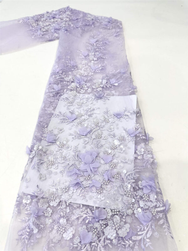 3d flower sequin peal bridal wedding dress beaded lace fabric embroidery lace fabric