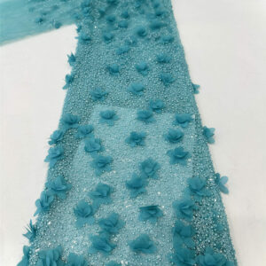 3d flower & pearl bridal wedding dress beaded lace fabric embroidery sequin lace fabric (copy) (copy)