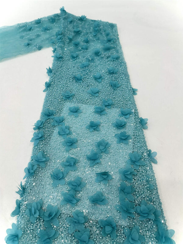 3d flower & pearl bridal wedding dress beaded lace fabric embroidery sequin lace fabric (copy) (copy)